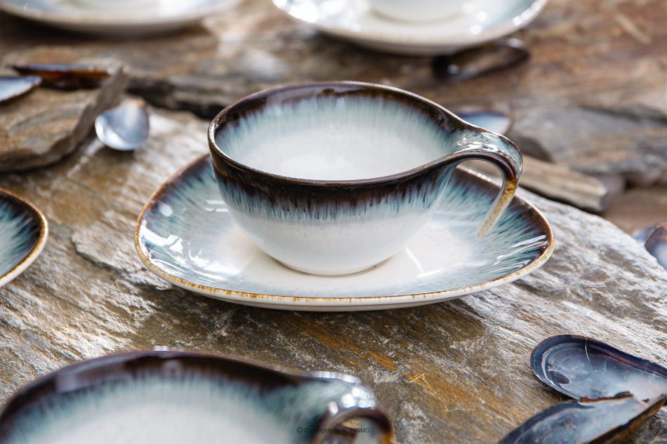 TIME DIM Tasse und Untertasse weiß/braun/blau - Foto 1