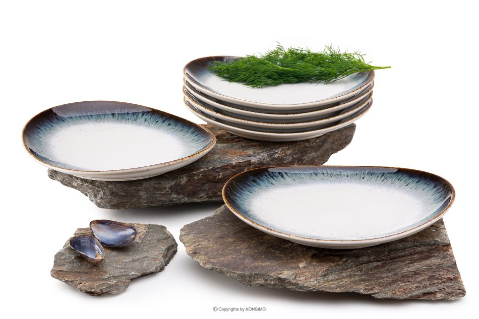 TIME DIM Frühstücksteller 6tlg. weiß/braun/blau - Foto 0