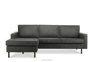 Ecksofa im Loft-Stil links mit Ottomane dunkelgrau