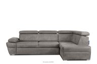 Ecksofa rechts mit Schlaffunktion in Leder-Optik in stahlgrau