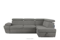 Ecksofa rechts mit Schlaffunktion und Bettzeugcontainer in aschgrau