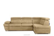 Ecksofa rechts mit Schlaffunktion in Leder-Optik in sandgelb