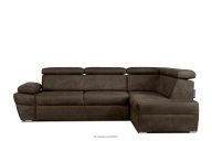 Ecksofa rechts mit Schlaffunktion in Leder-Optik in dunkelbraun