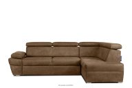 Ecksofa rechts mit Schlaffunktion in Leder-Optik in cappuccinobraun