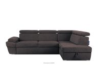 Ecksofa rechts mit Schlaffunktion und Bettzeugcontainer in marineblau/braun
