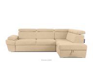 Ecksofa rechts mit Schlaffunktion und Bettzeugcontainer in ecrufarben