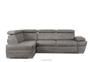 Ecksofa links mit Schlaffunktion in Leder-Optik in stahlgrau