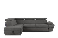 Ecksofa links mit Schlaffunktion und Bettzeugcontainer in graphitfarben
