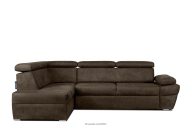 Ecksofa links mit Schlaffunktion in Leder-Optik in dunkelbraun