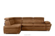 Ecksofa links mit Schlaffunktion in Leder-Optik in rostbraun