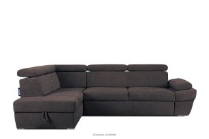 RATLO, https://konsimo.de/kollektion/ratlo/ Ecksofa mit Schlaffunktion und Bettzeugcontainer navy blue/brown links marineblau/braun - Foto