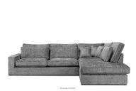 Großes modernes Wohnzimmer-Ecksofa links aus Chenille-Stoff in dunkelgrau