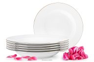Elegantes tiefes Suppenteller-Set mit Goldlinie (6-tlg.)