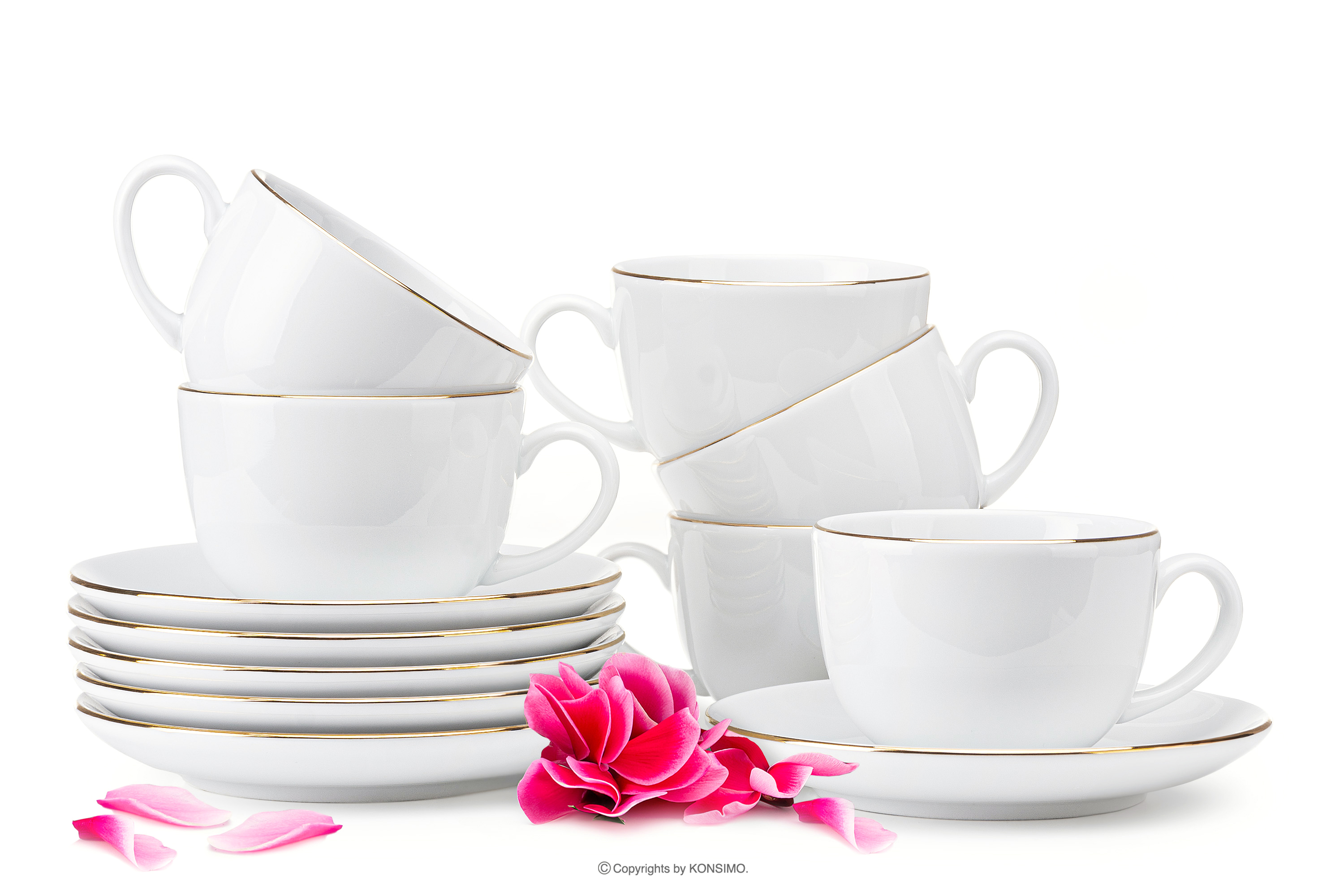 Elegante Kaffeetasse mit Untertasse 6 Personen (12 tlg.) Goldlinie