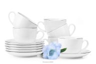 Elegantes Set aus Kaffeetassen & Untertassen mit Platinlinie für 6 Personen (12-tlg.)