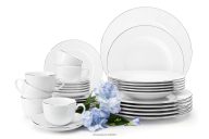 Elegantes Set aus Tafel- & Kaffeeservice mit Platinlinie für 6 Personen (30-tlg.)