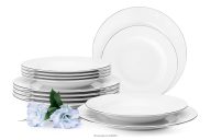 Elegantes Tafelservice mit Platinlinie für 6 Personen (12-tlg.)