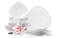 Elegantes quadratisches Tafelset mit Goldlinie für 6 Personen (18-tlg.)