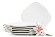 Elegantes quadratisches Speiseteller-Set mit Goldlinie (6-tlg.)