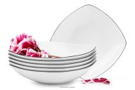 Elegantes quadratisches Suppenteller-Set mit schwarzem Rand (6-tlg.)