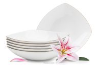 Elegantes quadratisches Suppenteller-Set mit Goldlinie (6-tlg.)