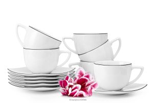 CARLINA, https://konsimo.de/kollektion/carlina/ Elegante Kaffeetasse mit Untertasse 6 Personen (12 tlg.) mit schwarzem Rand schwarzer Rand - Foto