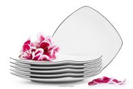 Elegantes quadratisches Dessertteller-Set mit schwarzem Rand (6-tlg.)