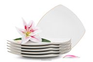 Elegantes quadratisches Dessertteller-Set mit Goldlinie (6-tlg.)