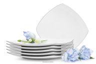 Elegantes quadratisches Dessertteller-Set mit Platinlinie (6-tlg.)