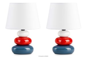 SALU, https://konsimo.de/kollektion/salu/ Moderne farbige Nachttischlampe 2tlg. marineblau/rot/weiß - Foto