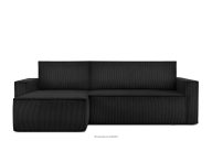 Großes beideseitig ausklappbares Kordstoff-Ecksofa in schwarz
