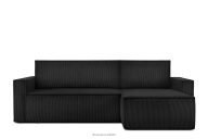 Großes beideseitig ausklappbares Kordstoff-Ecksofa in schwarz