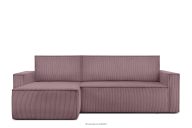 Großes beidseitig ausklappbares Kordstoff-Ecksofa in hellviolett