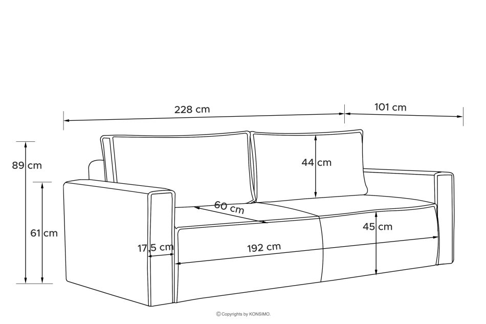 NAPI Sofa 3 mit Schlaffunktion Kordstoff rosa rosa - Foto 21