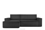 Kordstoff-Ecksofa links fürs Wohnzimmer mit Schlaffunktion & Bettkasten in dunkelgrau