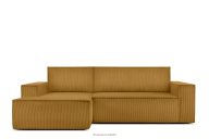Kordstoff-Ecksofa links fürs Wohnzimmer mit Schlaffunktion & Bettkasten in gelb