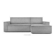 Kordstoff-Ecksofa rechts mit Schlaffunktion & Bettkasten hellgrau