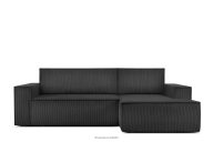 Kordstoff-Ecksofa rechts mit Schlaffunktion & Bettkasten in dunkelgrau