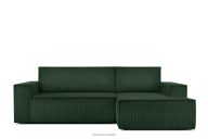Kordstoff-Ecksofa rechts mit Schlaffunktion & Bettkasten in dunkelgrün