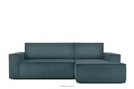 Kordstoff-Ecksofa rechts mit Schlaffunktion & Bettkasten in blau
