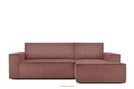 Kordstoff-Ecksofa rechts mit Schlaffunktion & Bettkasten in rosa
