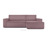 Kordstoff-Ecksofa rechts mit Schlaffunktion & Bettkasten in hellviolett