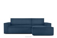 Kordstoff-Ecksofa rechts mit Schlaffunktion & Bettkasten in marineblau