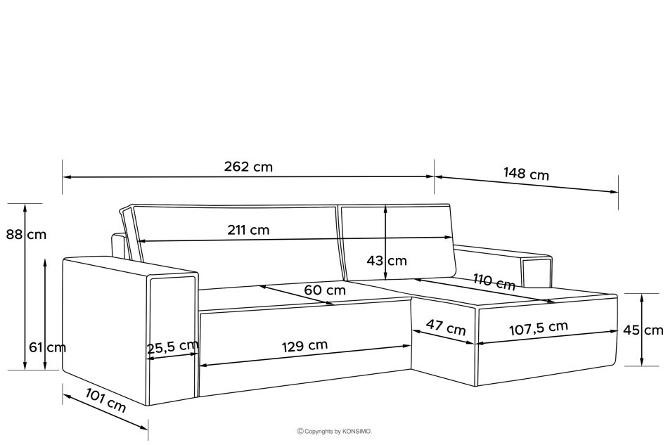 NAPI Ausziehbares Ecksofa mit Bettkasten mint Kordstoff rechts Minze - Foto 24