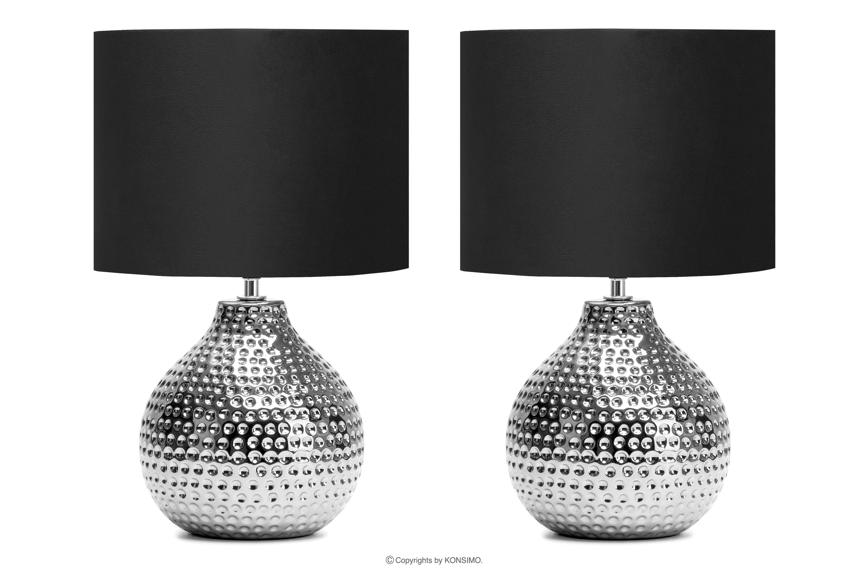 Elegante Lampe mit silbernem Fuß 2tlg.