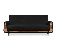 Ausklappbares Dreisitzer-Sofa aus schwarzem Kordstoff