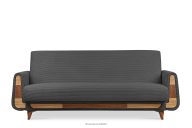 Ausklappbares Dreisitzer-Sofa aus dunkelgrauem Kordstoff