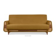 Ausklappbares Dreisitzer-Sofa aus gelbem Kordstoff