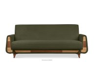 Ausklappbares Dreisitzer-Sofa aus olivgrünem Kordstoff