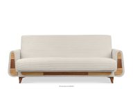 Ausklappbares Dreisitzer-Sofa aus cremefarbenem Kordstoff